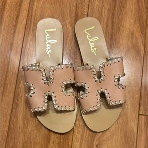 Lulu's Tan Slide Sandals